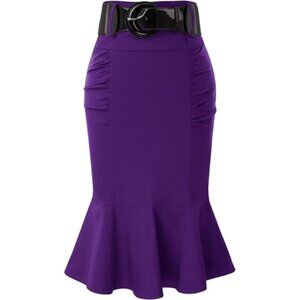 Women’s High Waisted Peplum Pencil Skirt Purple